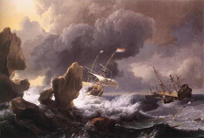 BACKHUYSEN, Ludolf Ships in Distress off a Rocky Coast oil painting image